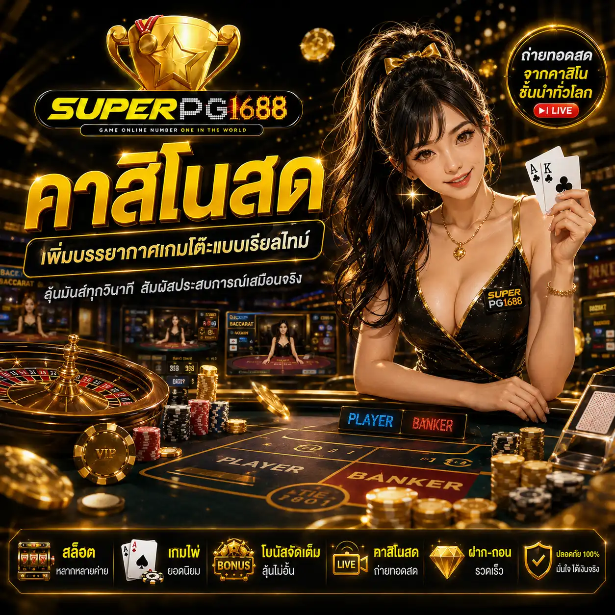 คาสิโนสด เพิ่มบรรยากาศเกมโต๊ะแบบเรียลไทม์
